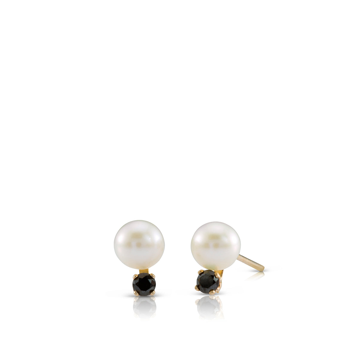 Pearl and black diamond earrings attached