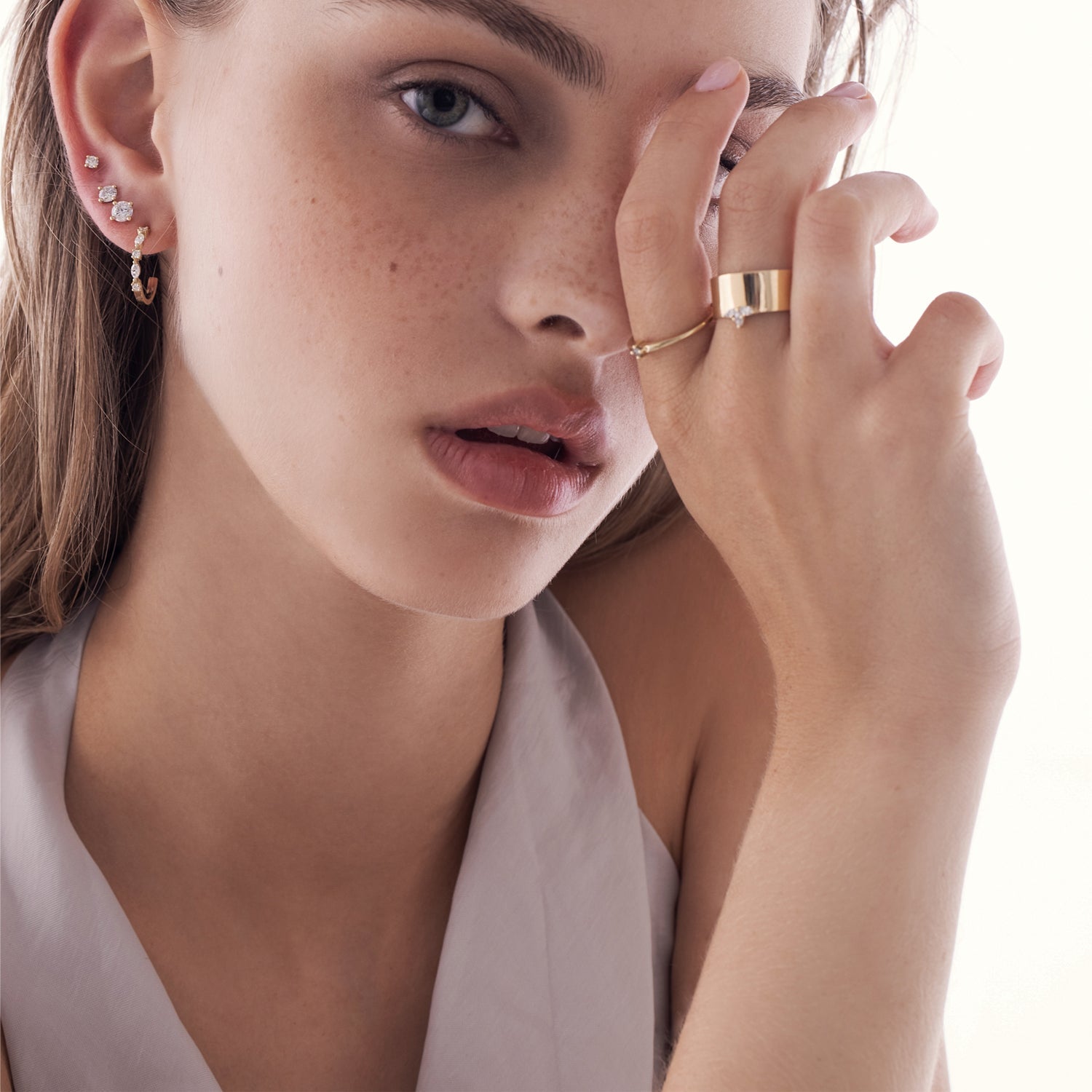 Solitaire earrings, classic tight diamond earrings studded with lab diamonds total weight 20 points