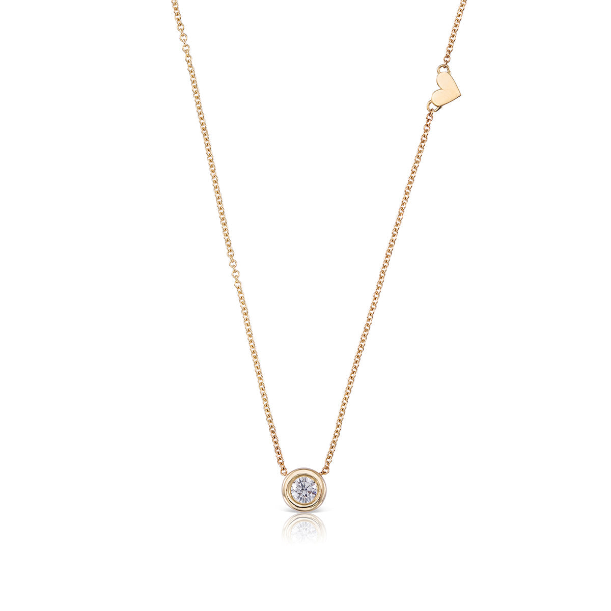 A gold chain set with a diamond