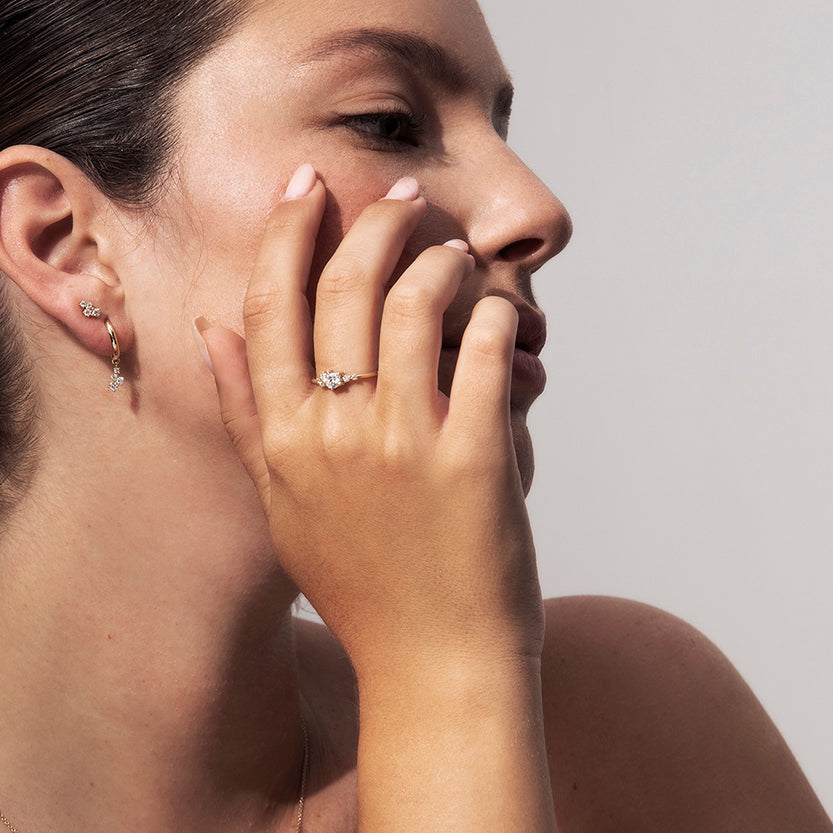 Special small attached diamond earrings