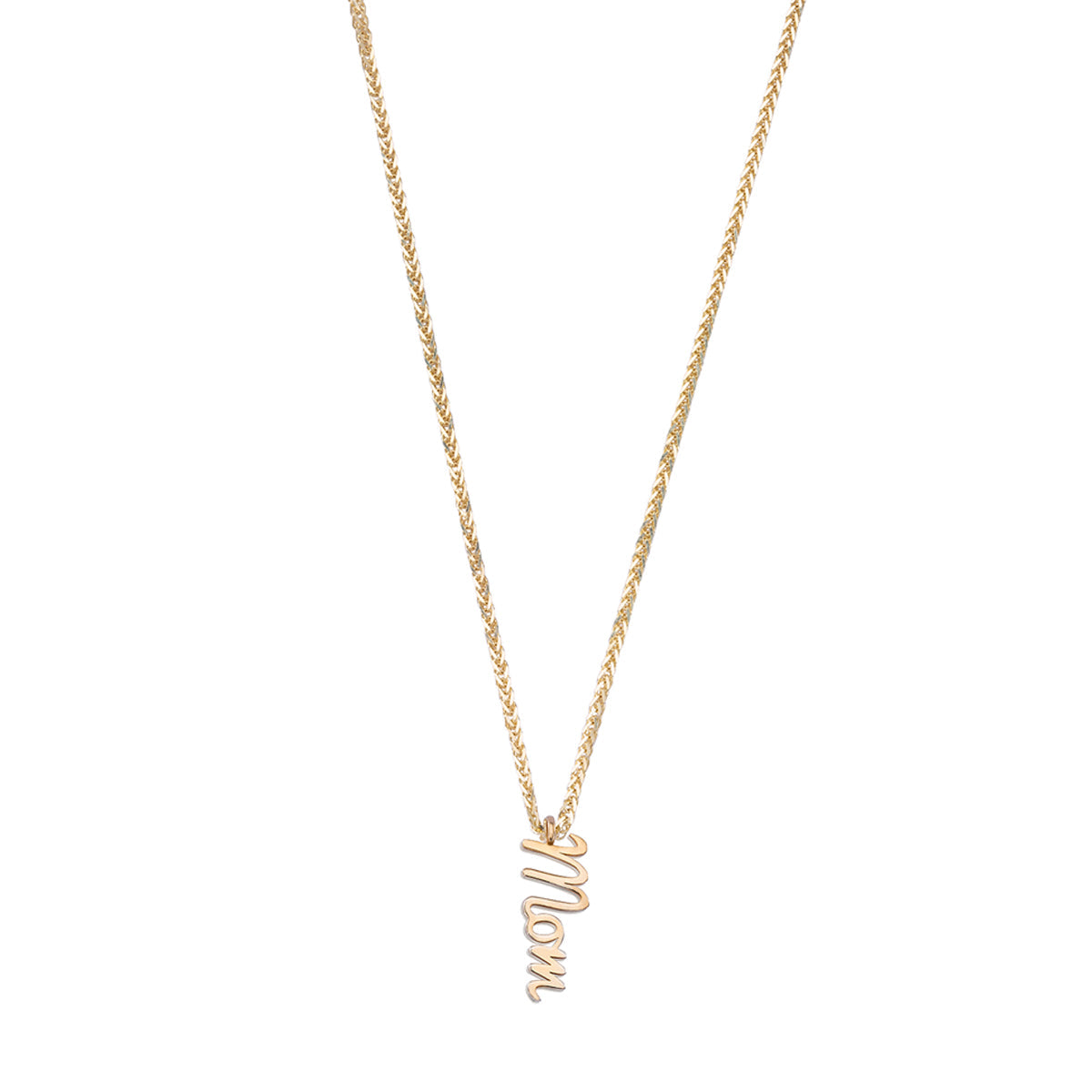 Gold necklace with vertical name pendant