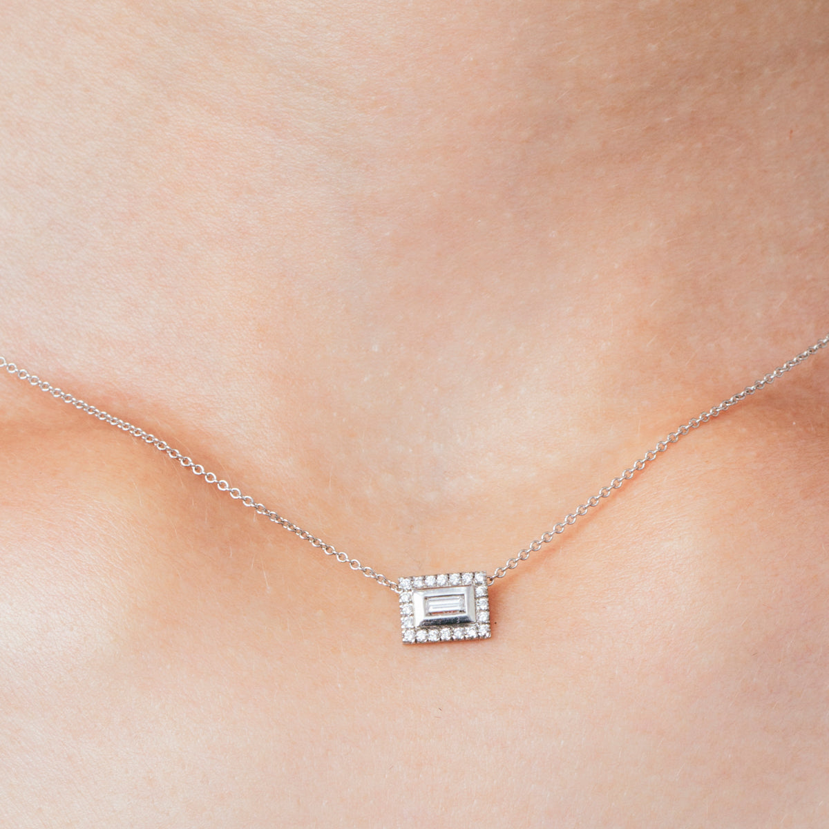 Baguette cut diamond studded gold chain