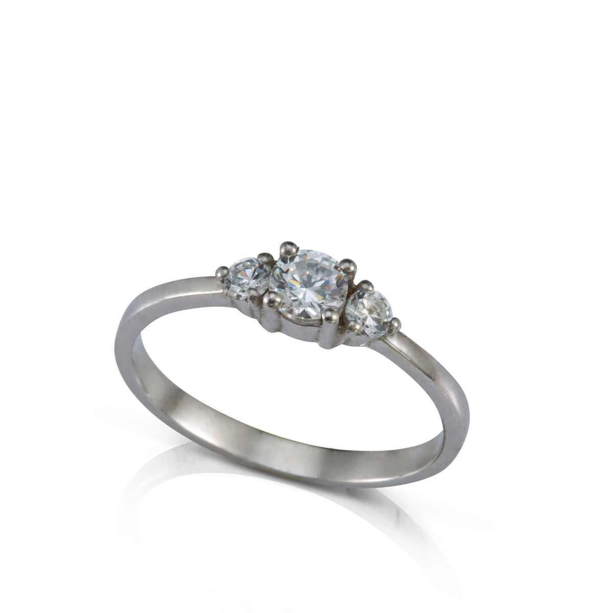 Engagement ring set with a central diamond 0.30ct and 2 side diamonds