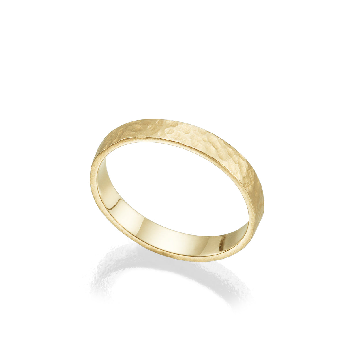 Wedding ring for man and woman: 3 mm hammered gold ring