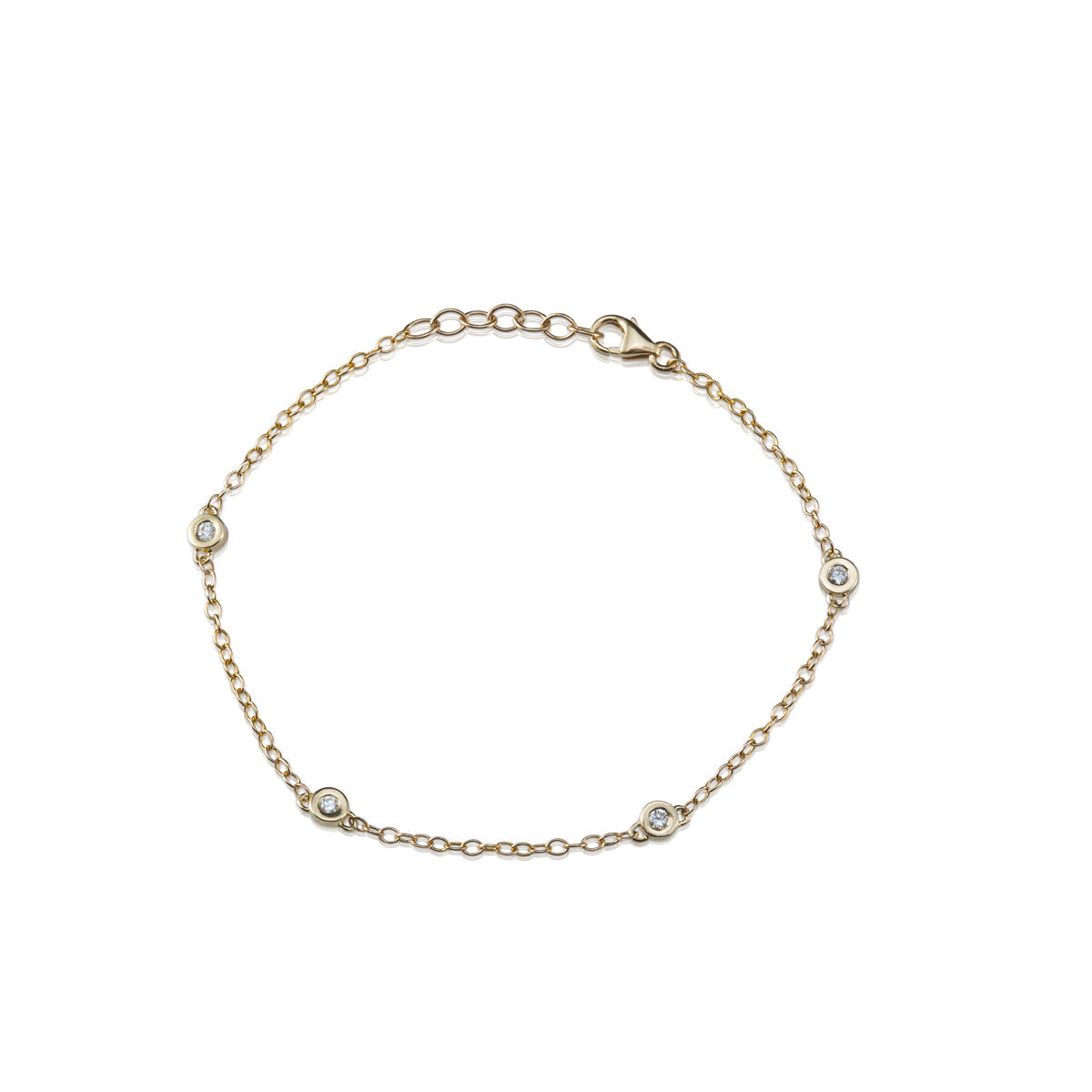 Gold bracelet studded with 4 diamonds