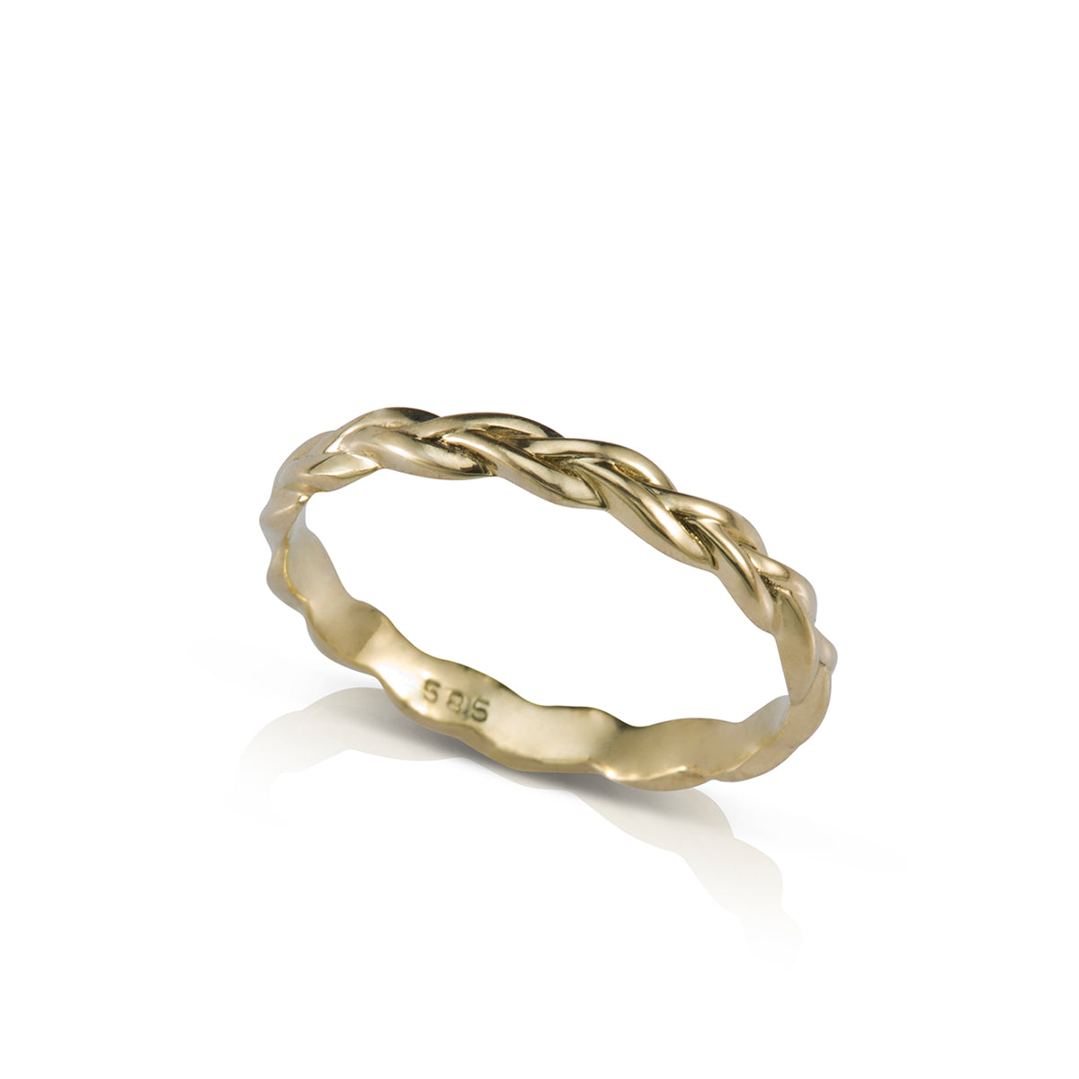 Thin braided gold ring