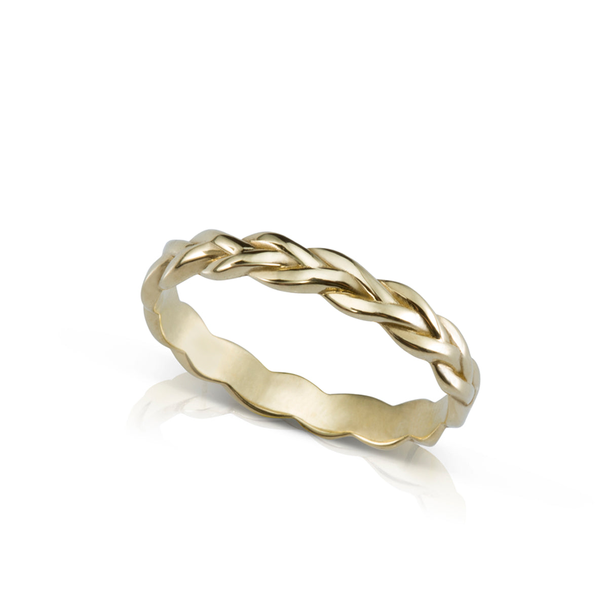 Gold braid ring 3 millimeters wide