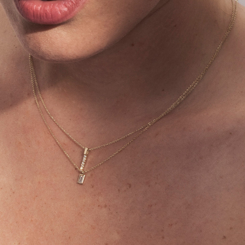Lab baguette diamond necklace