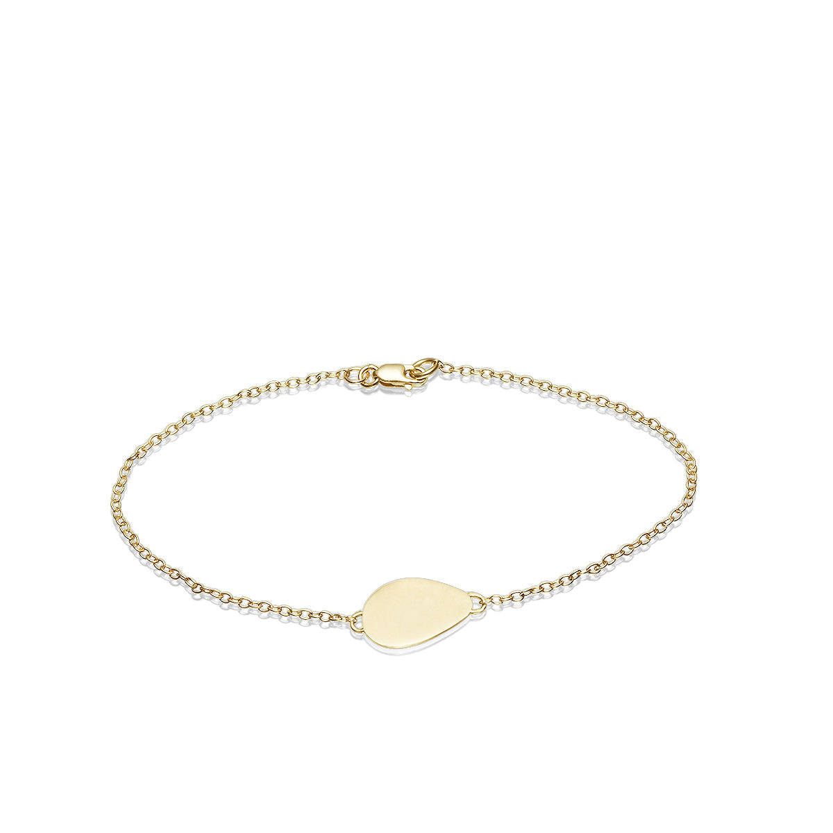 Gold name bracelet, asymmetrical charm bracelet with name engraving