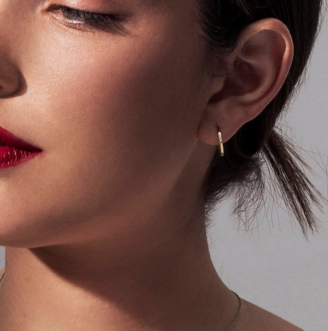 Small tight geometric hoop earrings