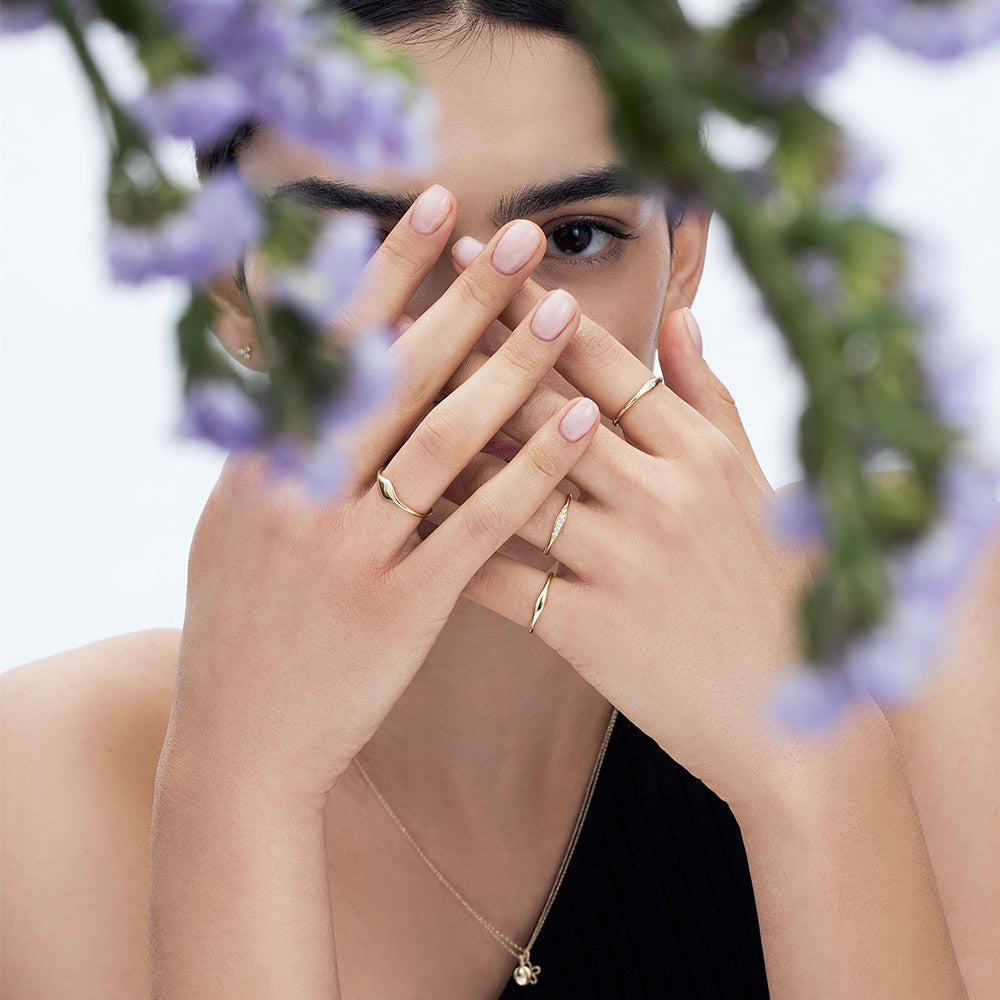 A fine gold ring studded with diamonds