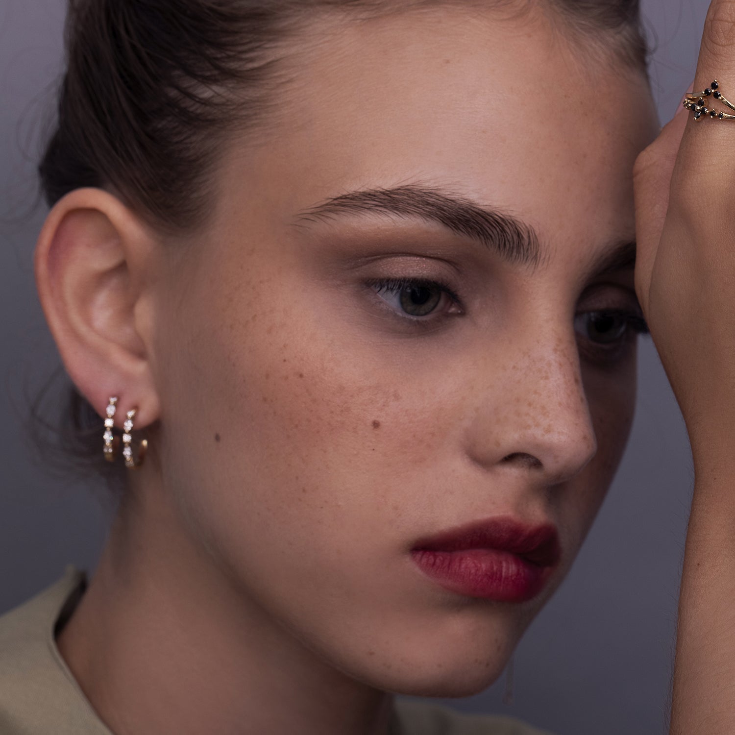 Special gold hoop earrings set with marquise-cut laboratory diamonds