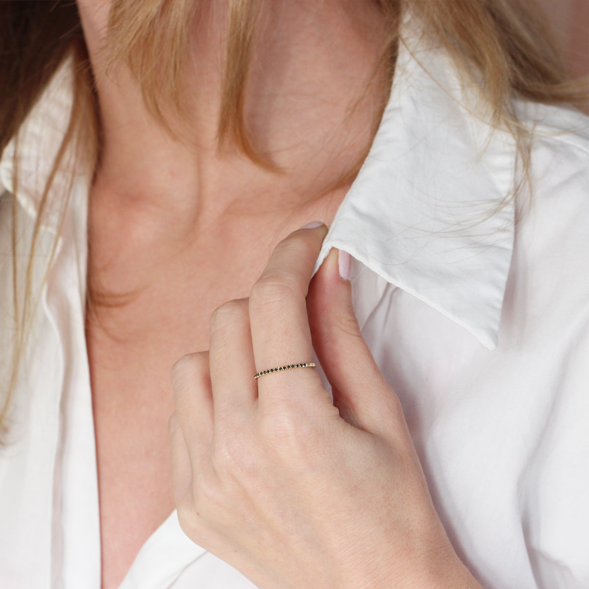 Black diamond band ring