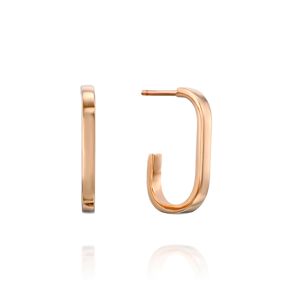 Rectangular geometric gold hoop earrings
