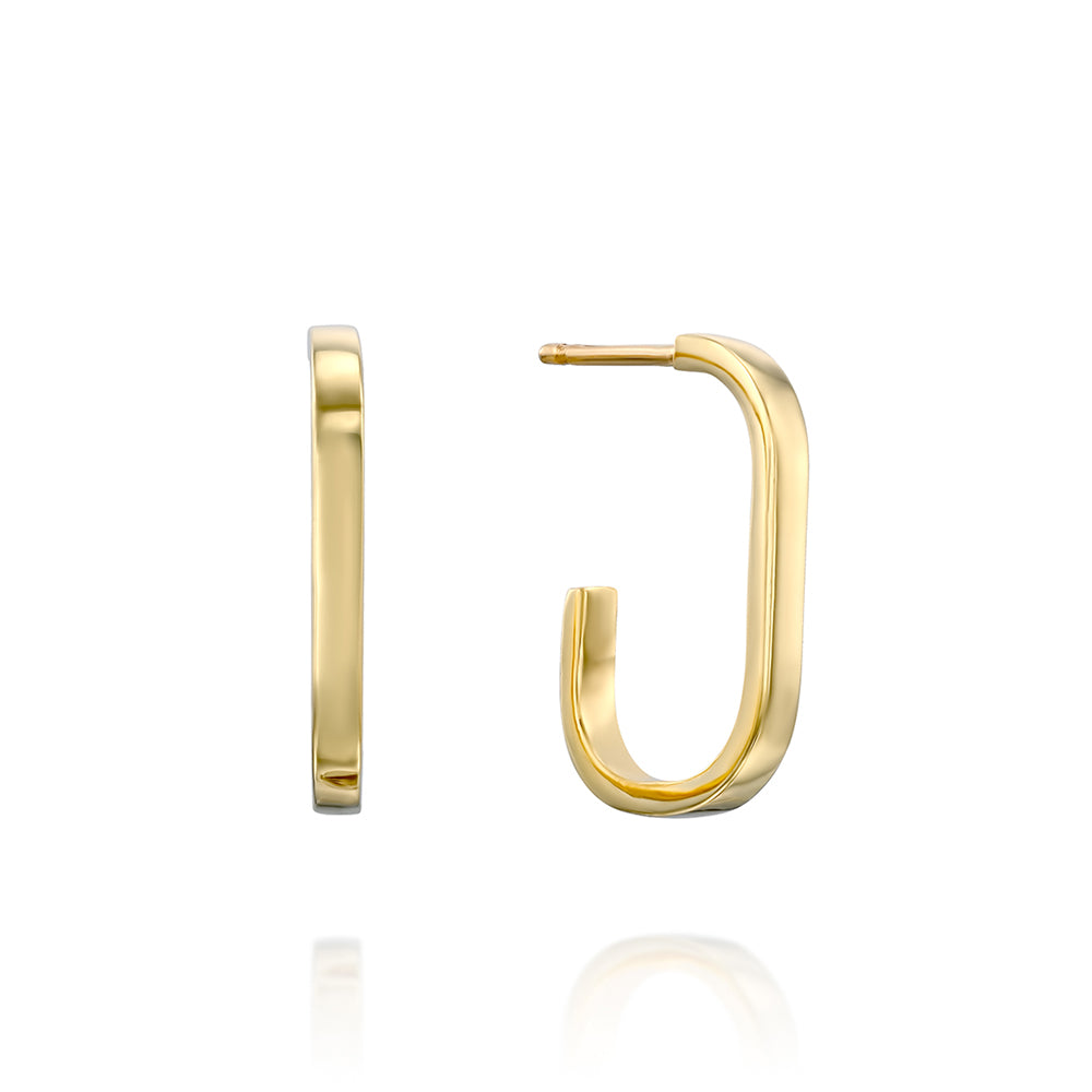 Rectangular geometric gold hoop earrings