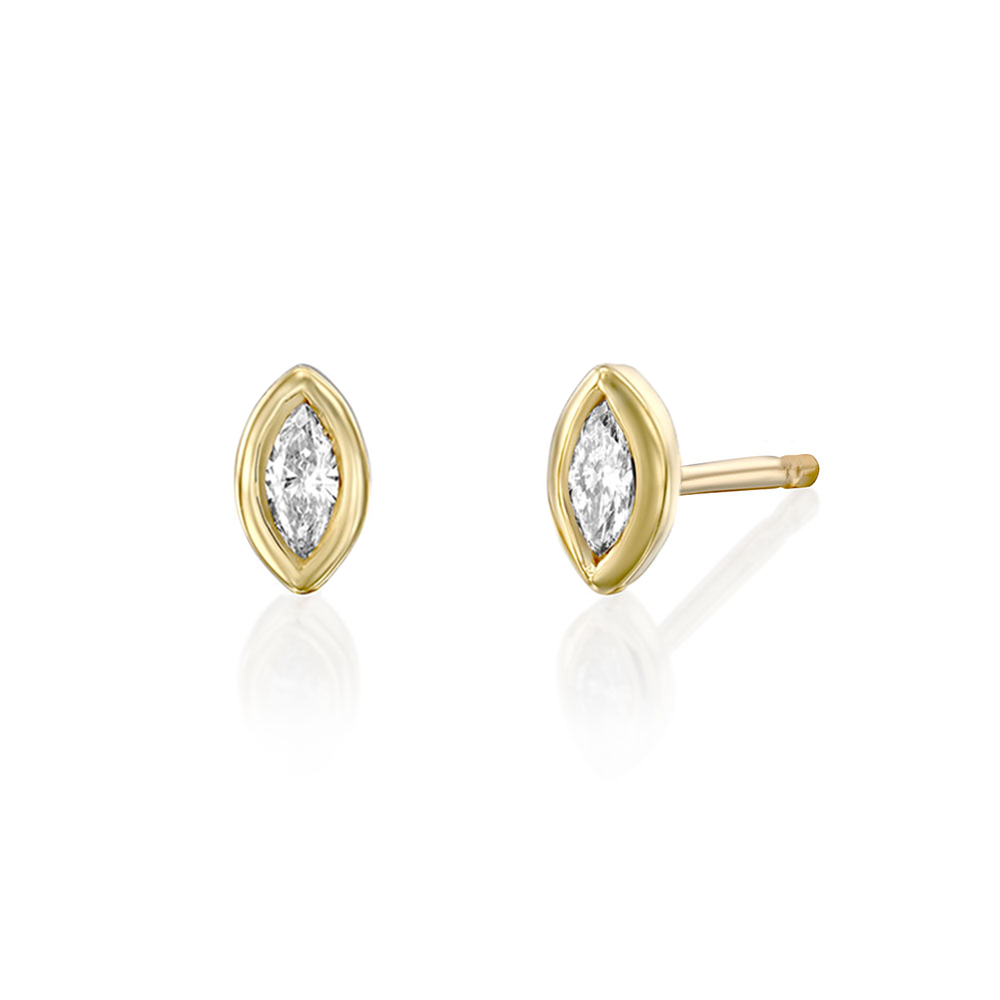 Marquise-cut diamond earrings (14 points) in cup setting
