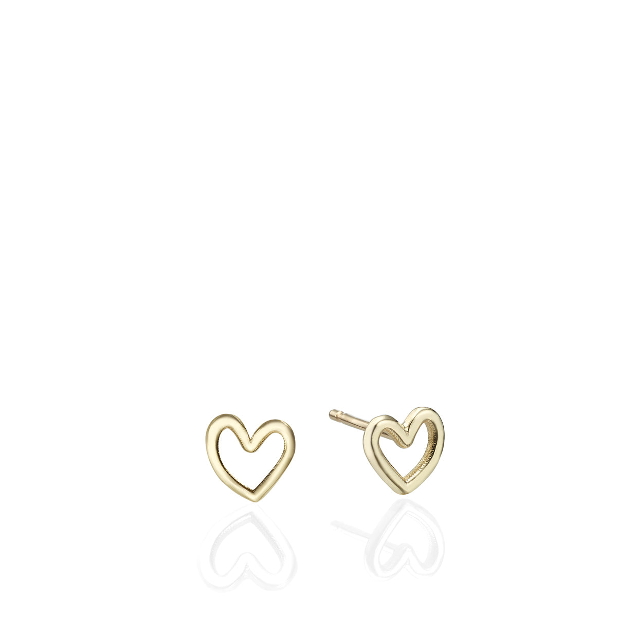 Gold earrings close to the ear in the design of small hearts