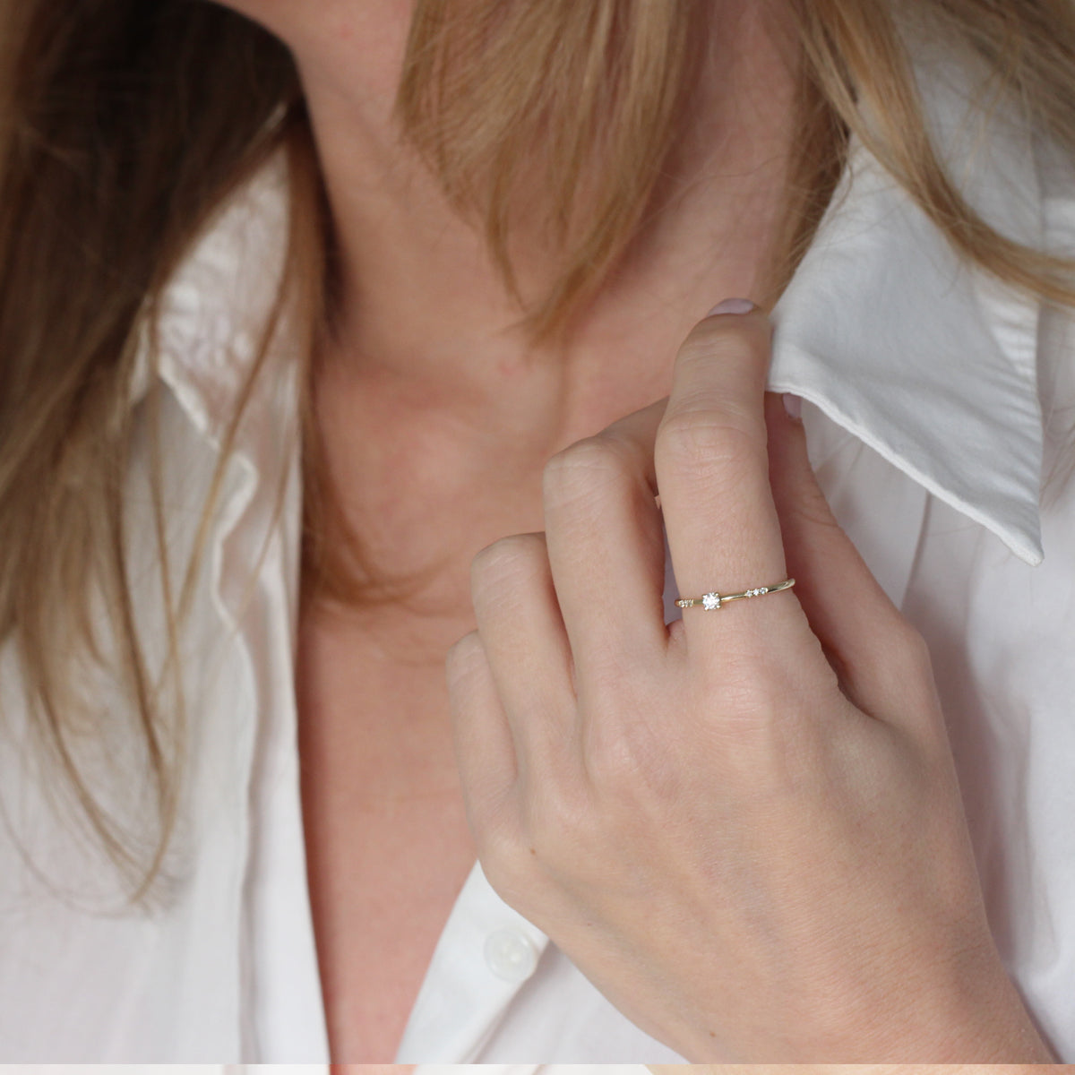 A delicate diamond ring