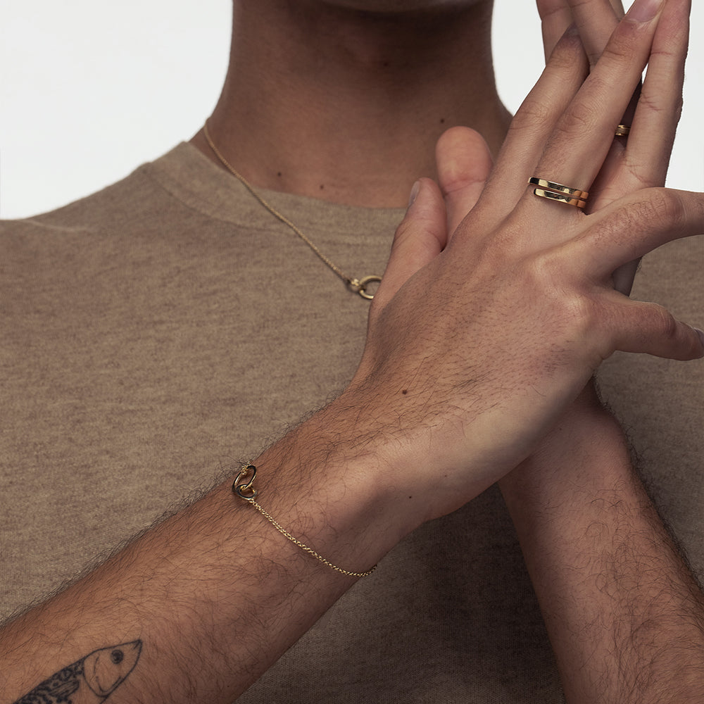Gold bracelet with integrated loops, for man and woman