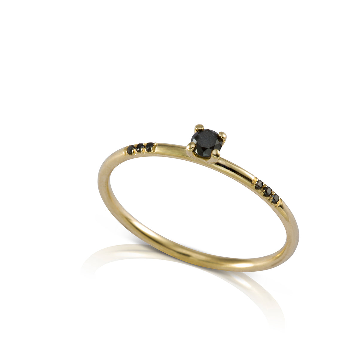Delicate black diamond ring