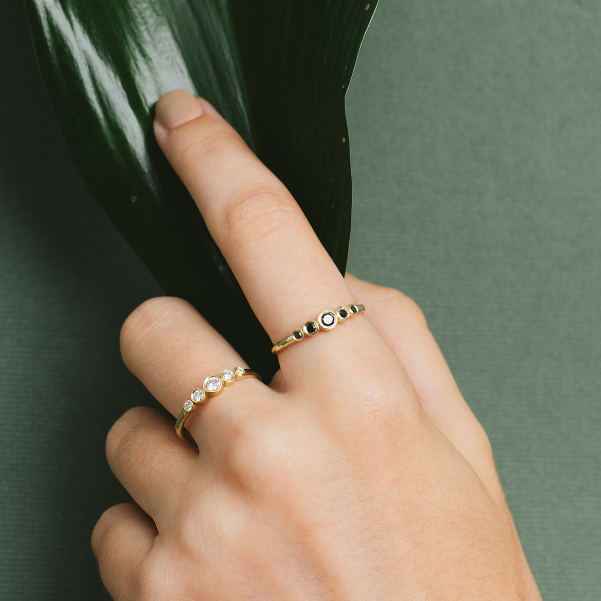 5 diamond ring in a cup setting