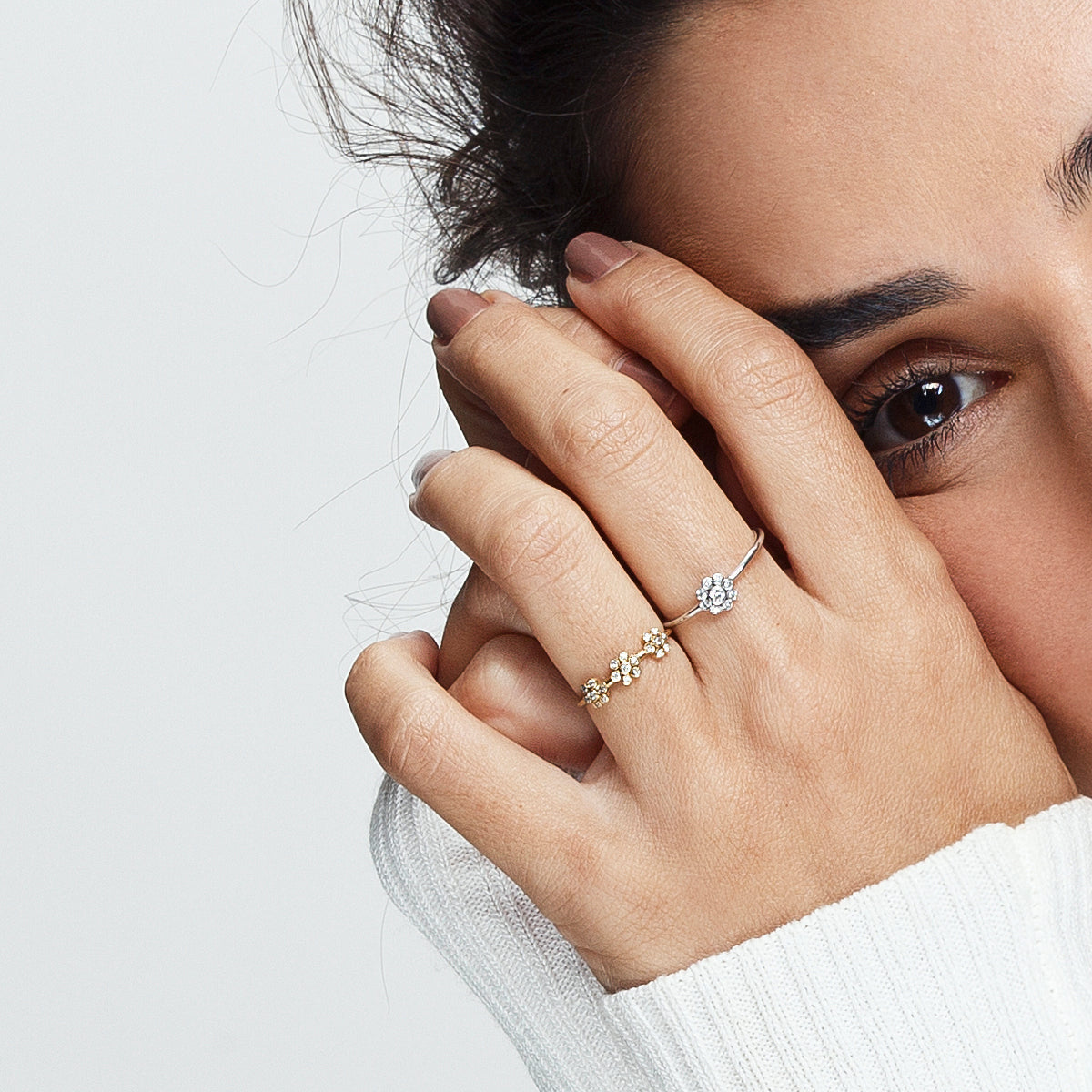 Delicate diamond flower ring