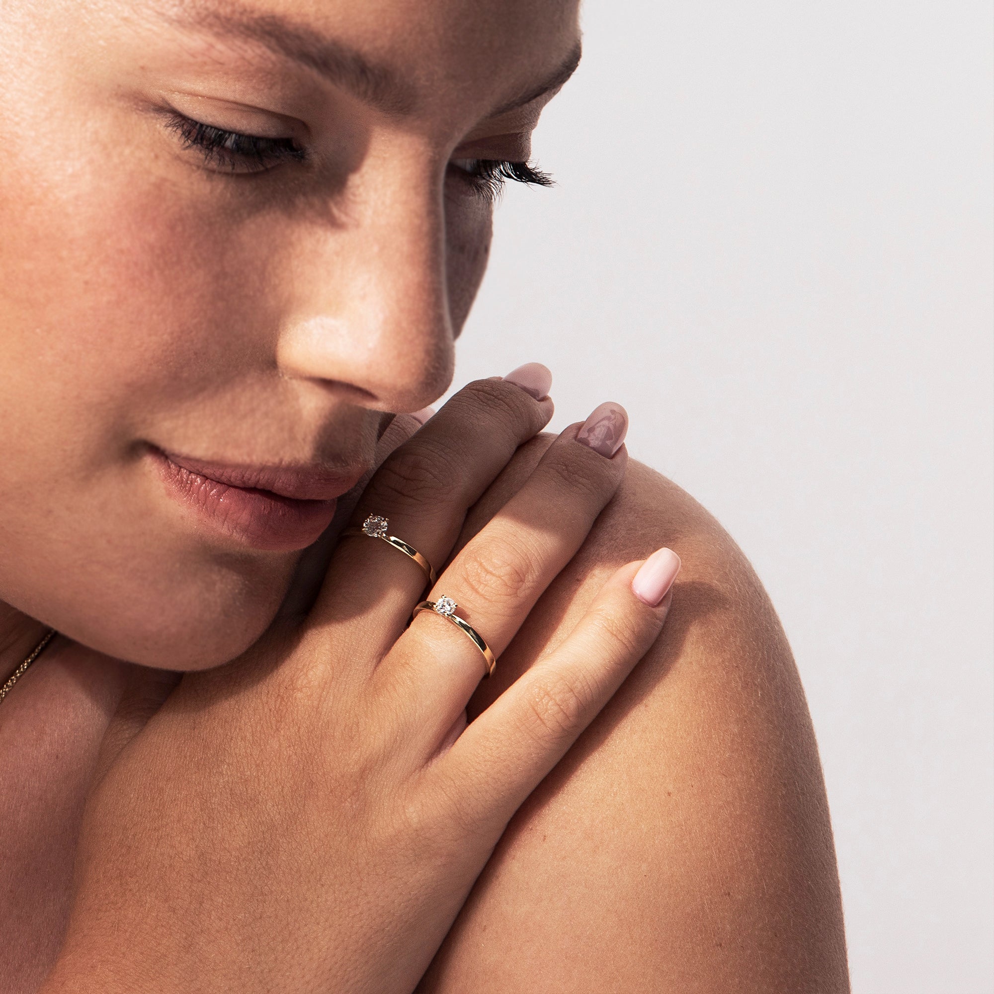 Diamond solitaire ring 40 points straight profile and tapering under the diamond