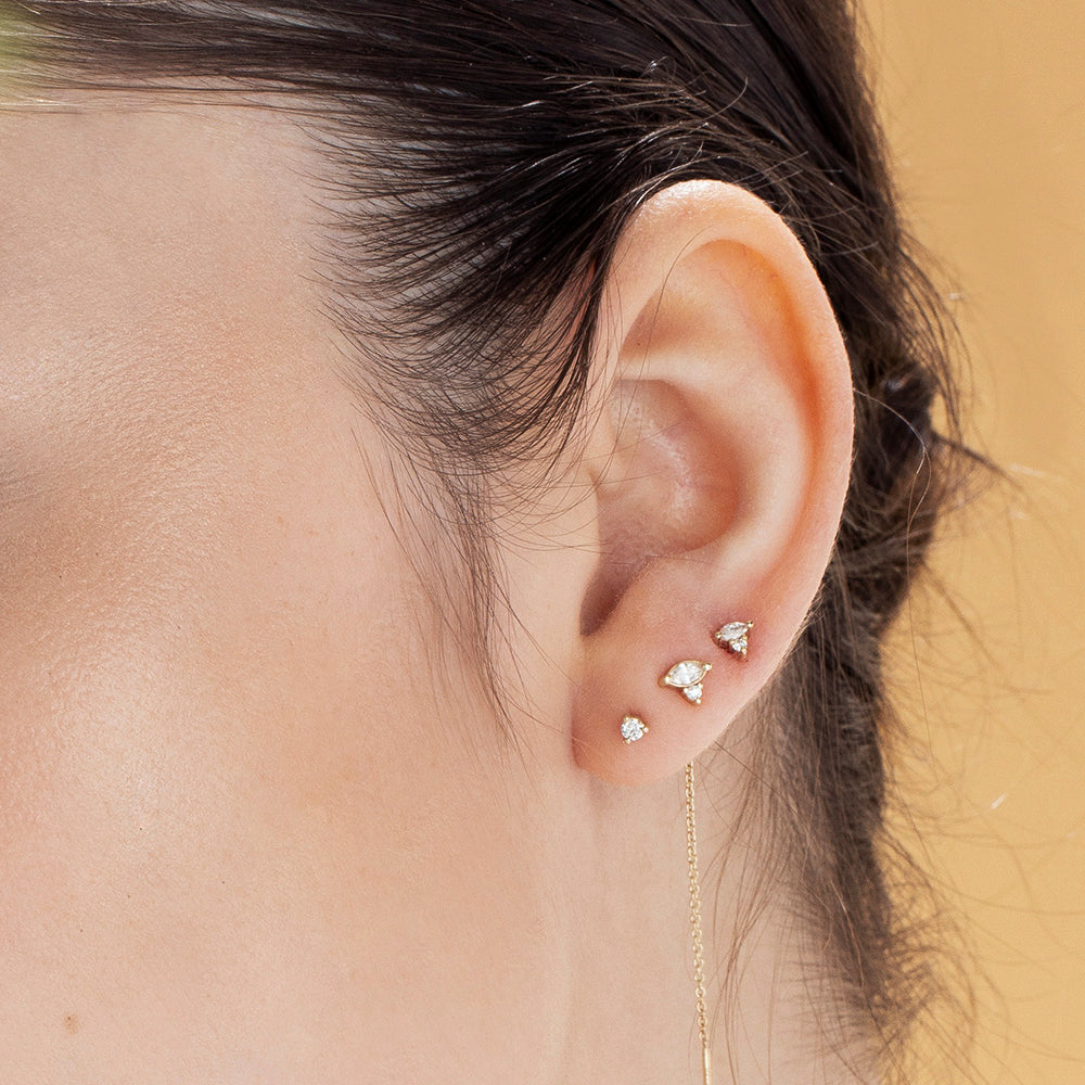 Special attached diamond earrings in marquise cut (14 points) and circle