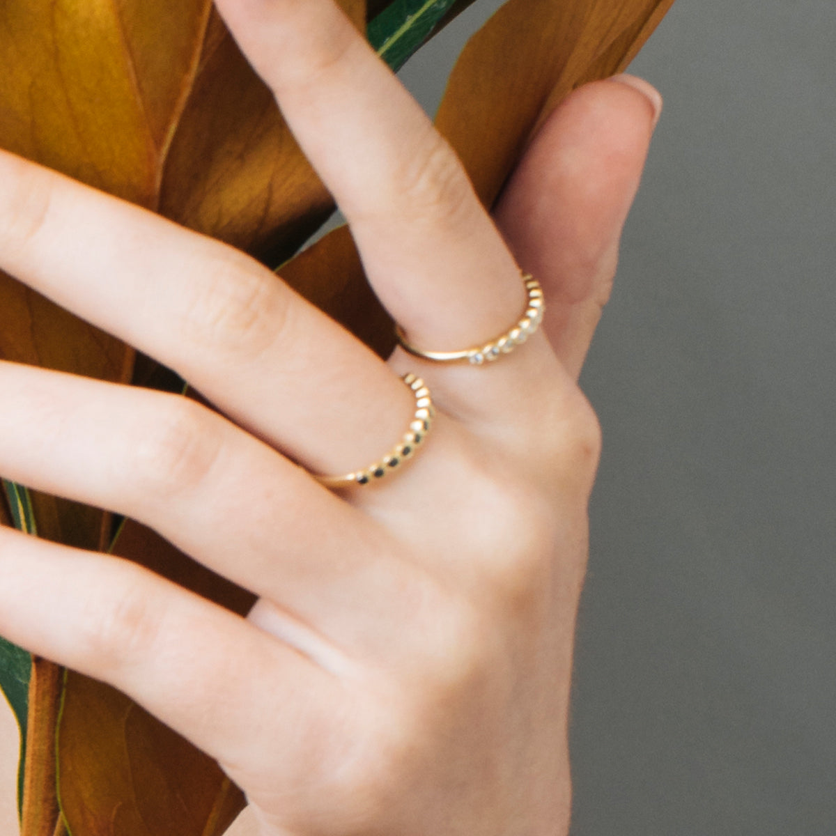 Black diamond ring in glass setting