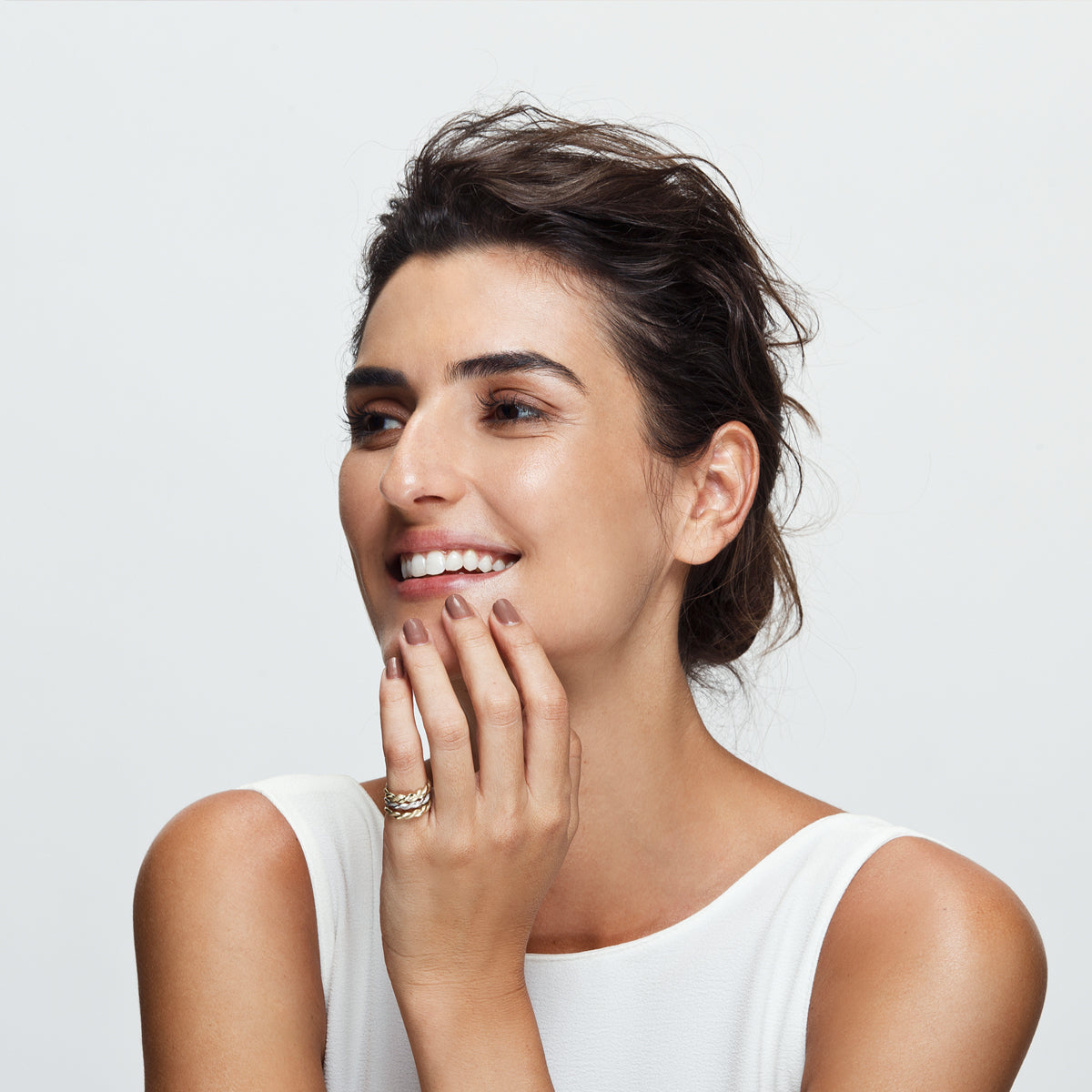 Braided gold ring / rope width 4 mm