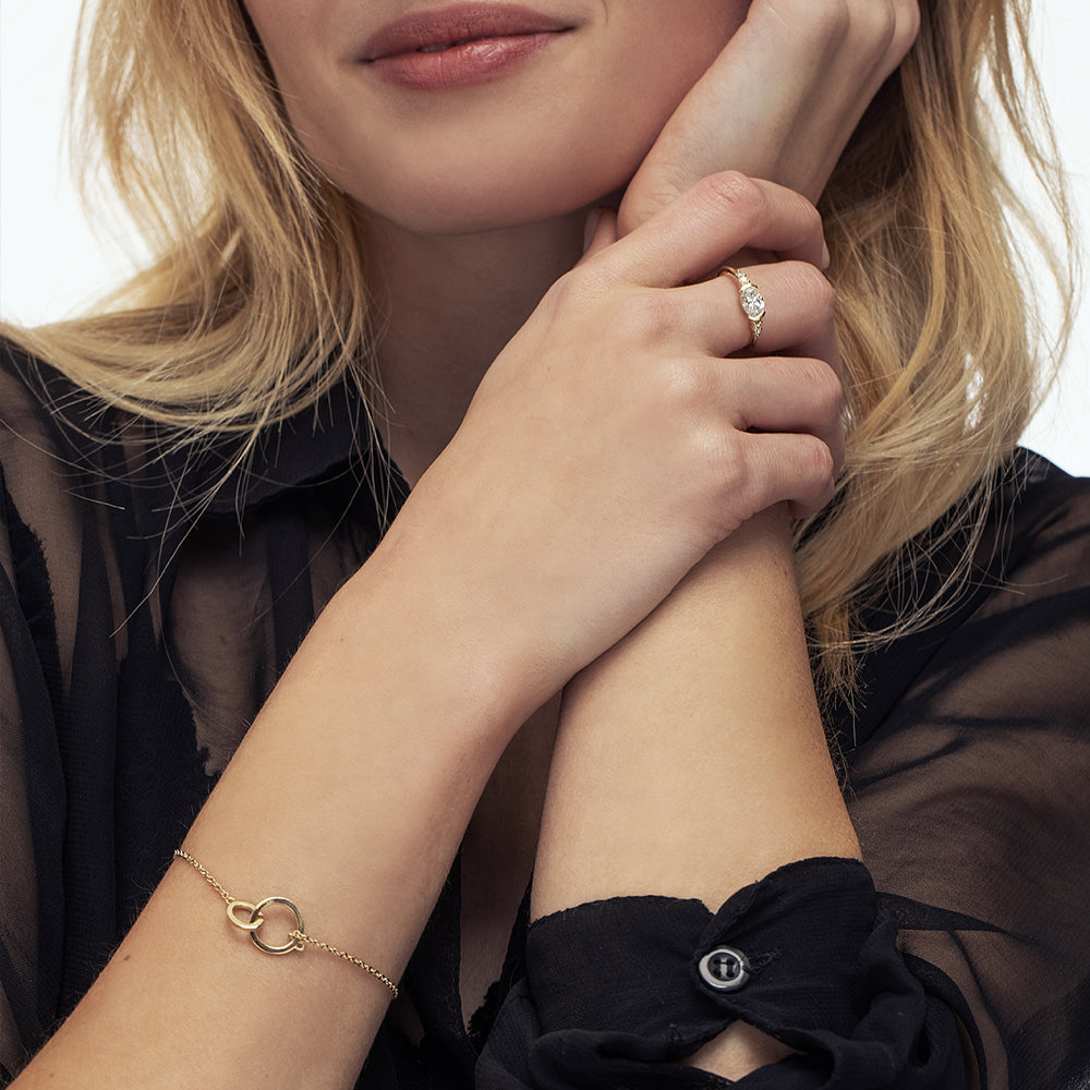 Gold bracelet with integrated loops, for man and woman