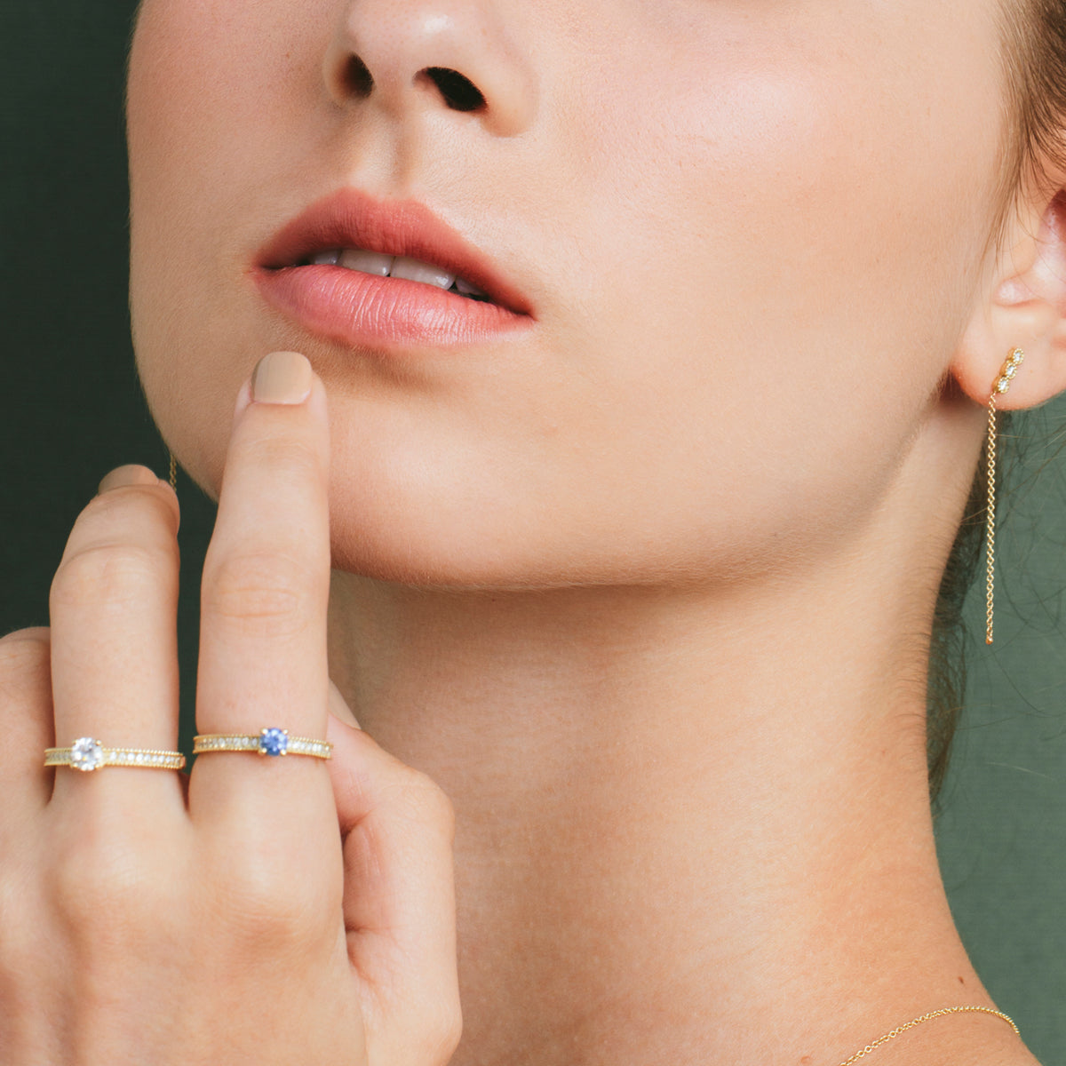 A special solitaire gold ring studded with sapphires