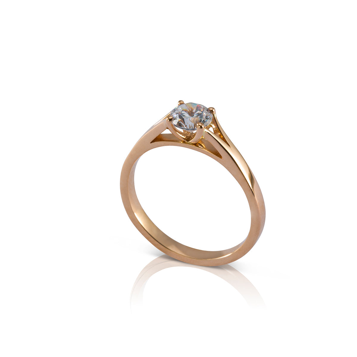 Engagement ring, solitaire ring set with half carat lab diamond