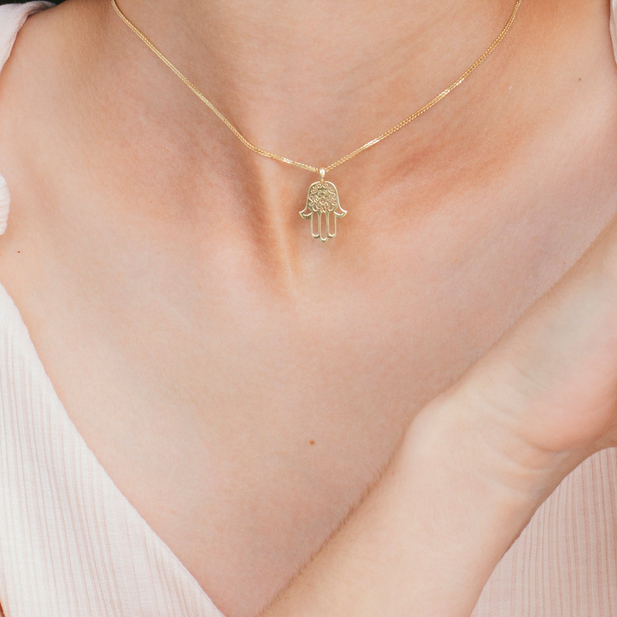 Lace hamsa necklace