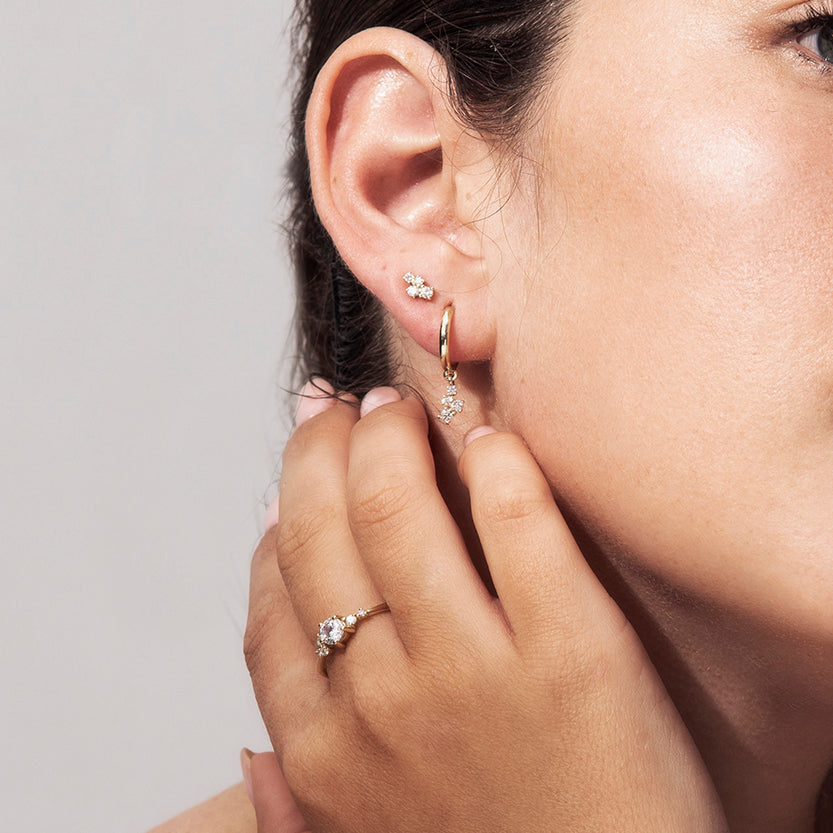 Special small attached diamond earrings