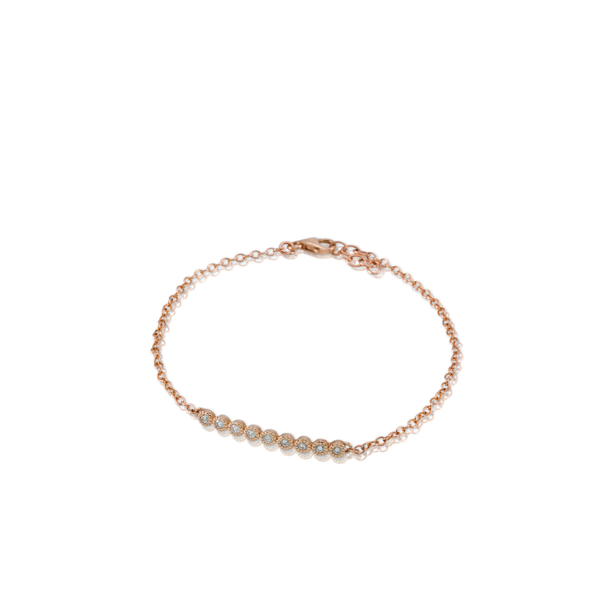 Gold bracelet studded with 9 diamonds