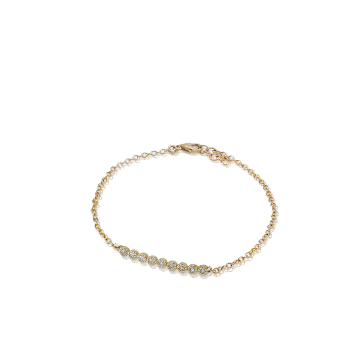Gold bracelet studded with 9 diamonds