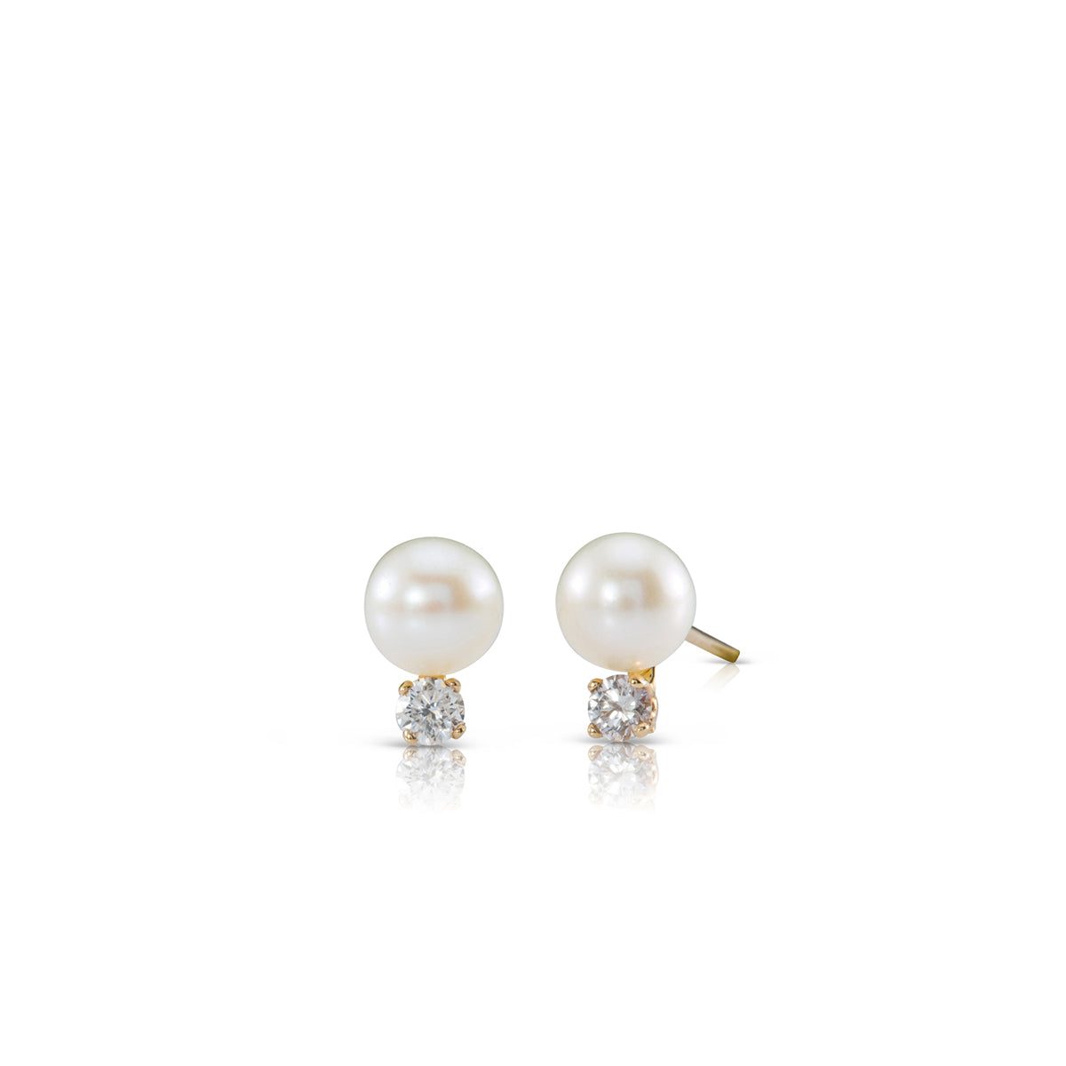 Attached pearl and diamond earrings