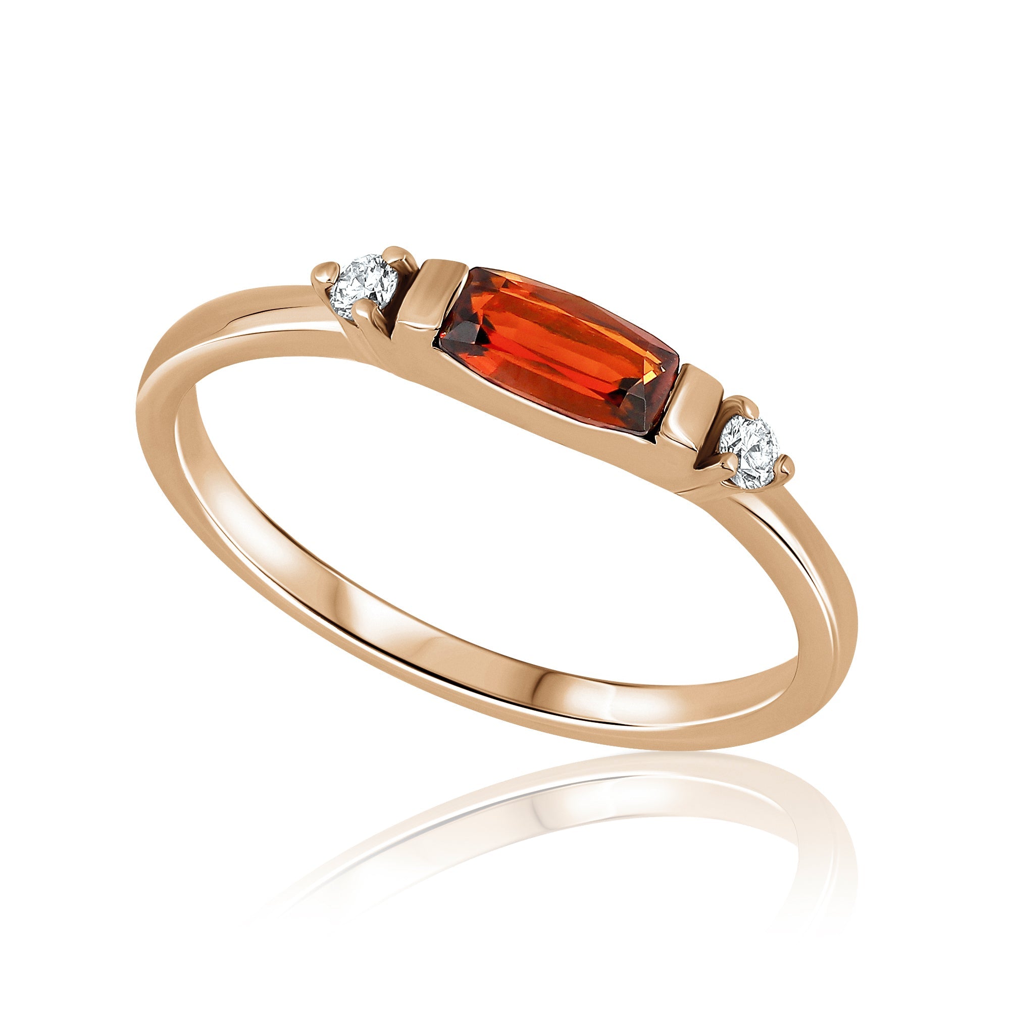 A fine and special gold ring set with orange tourmaline and diamonds