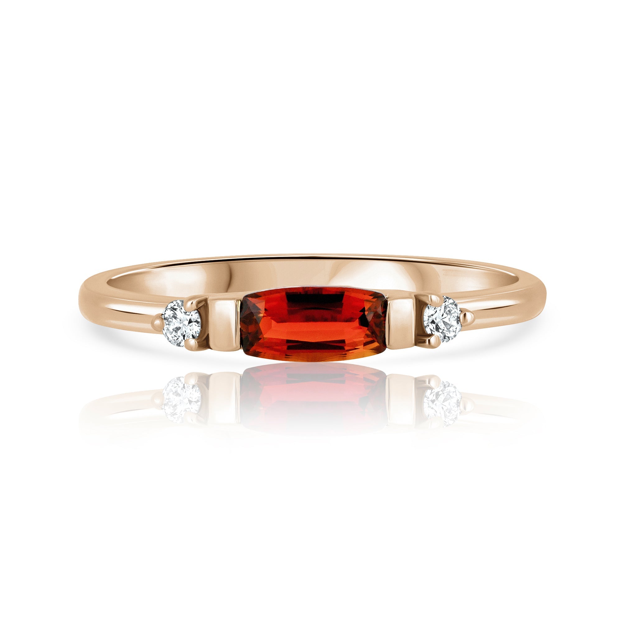 A fine and special gold ring set with orange tourmaline and diamonds
