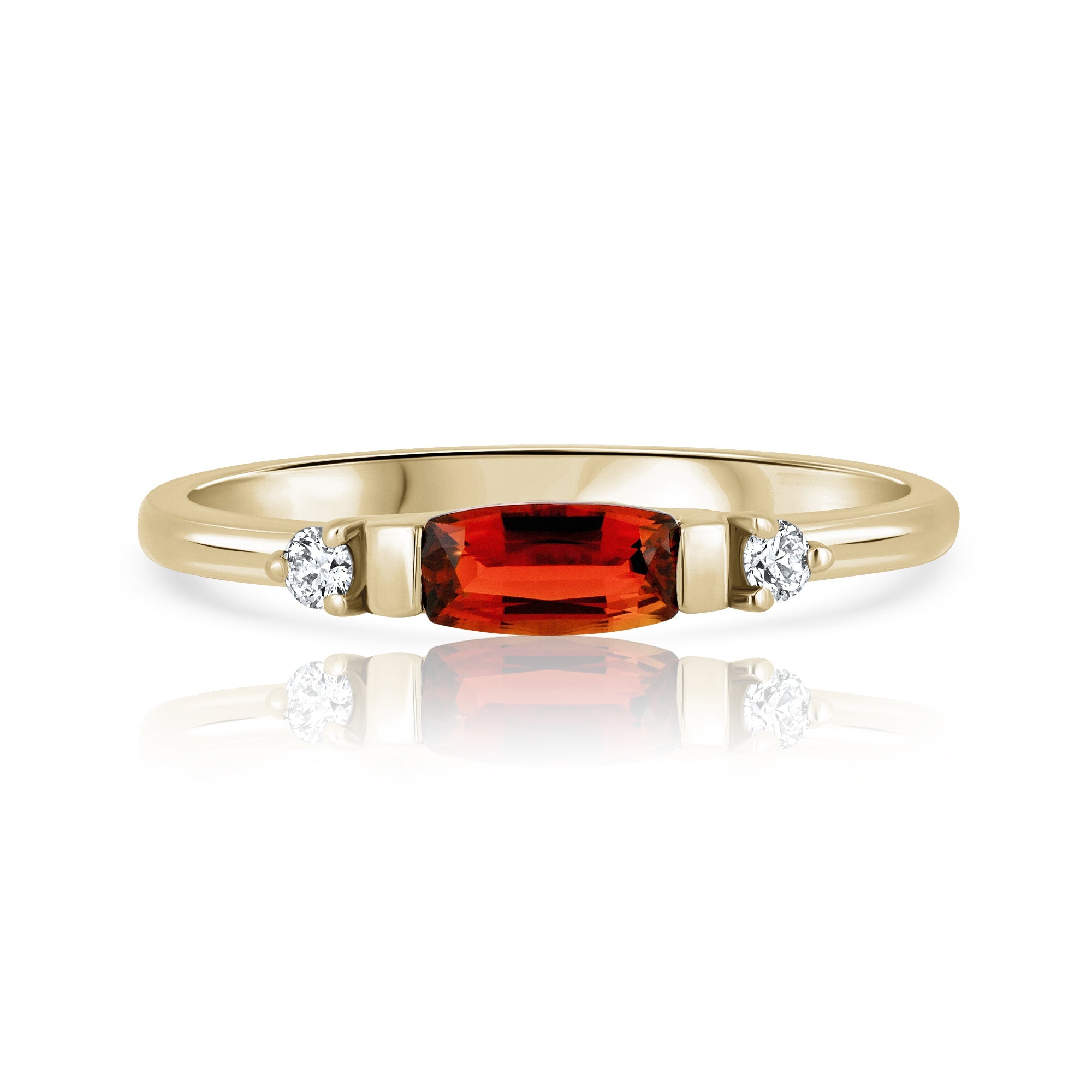 A fine and special gold ring set with orange tourmaline and diamonds