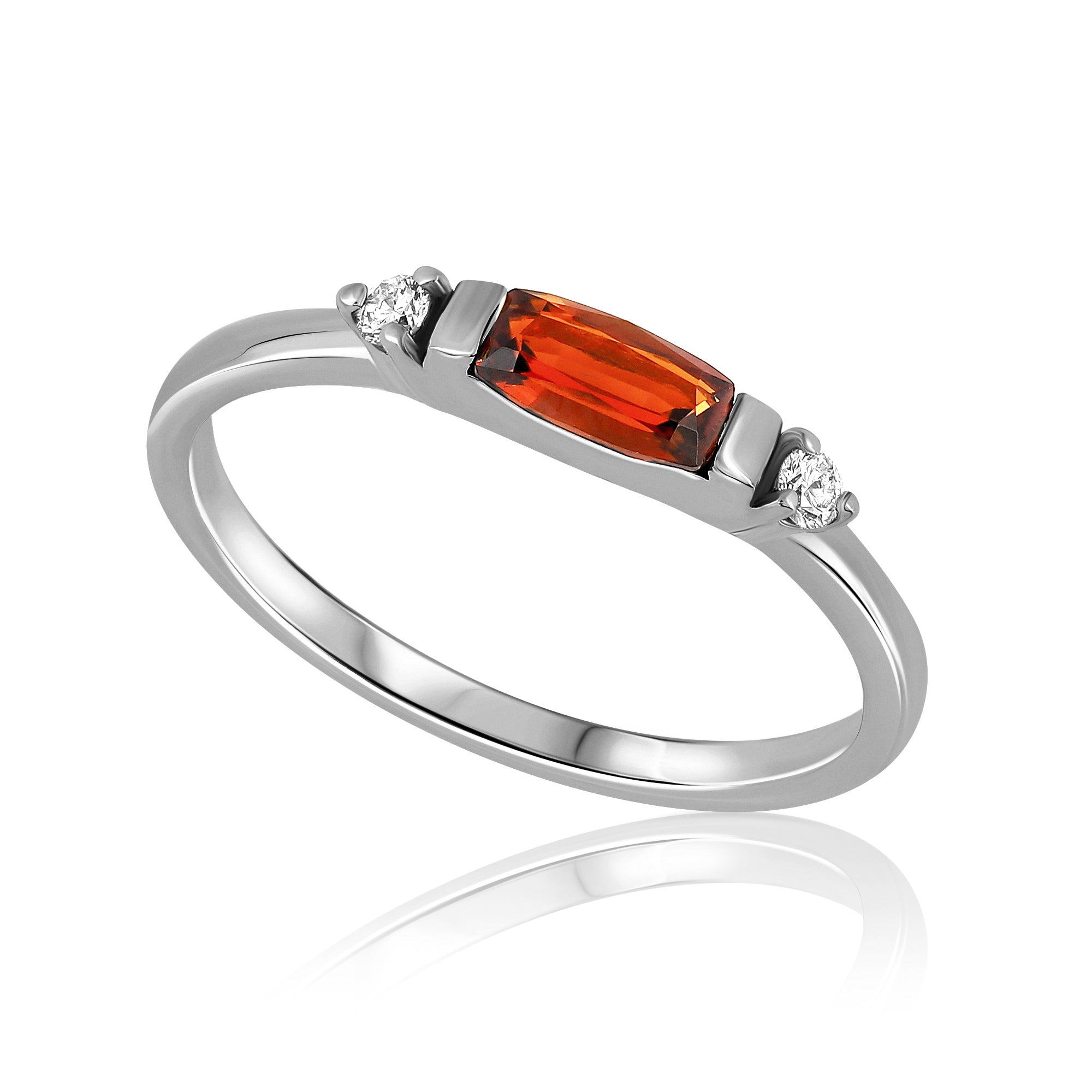 A fine and special gold ring set with orange tourmaline and diamonds