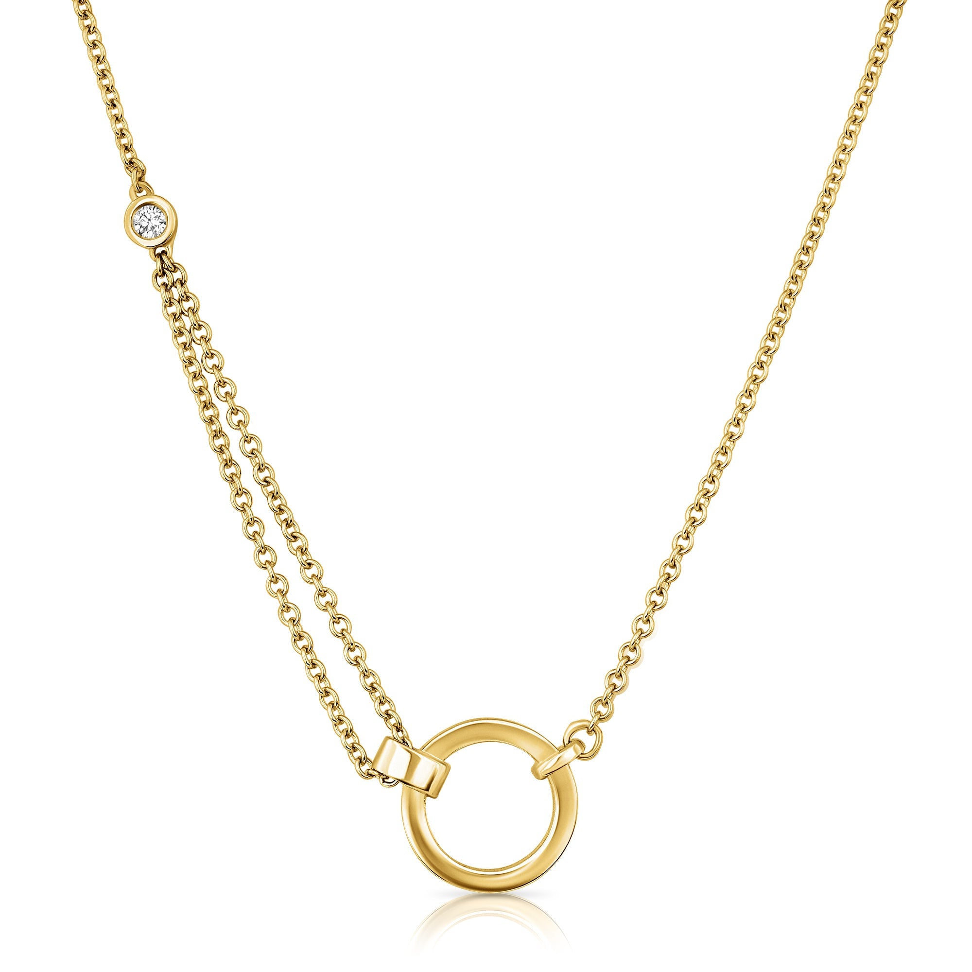 A thick, asymmetric and special gold chain, with a modern and impressive design. Diamond encrusted