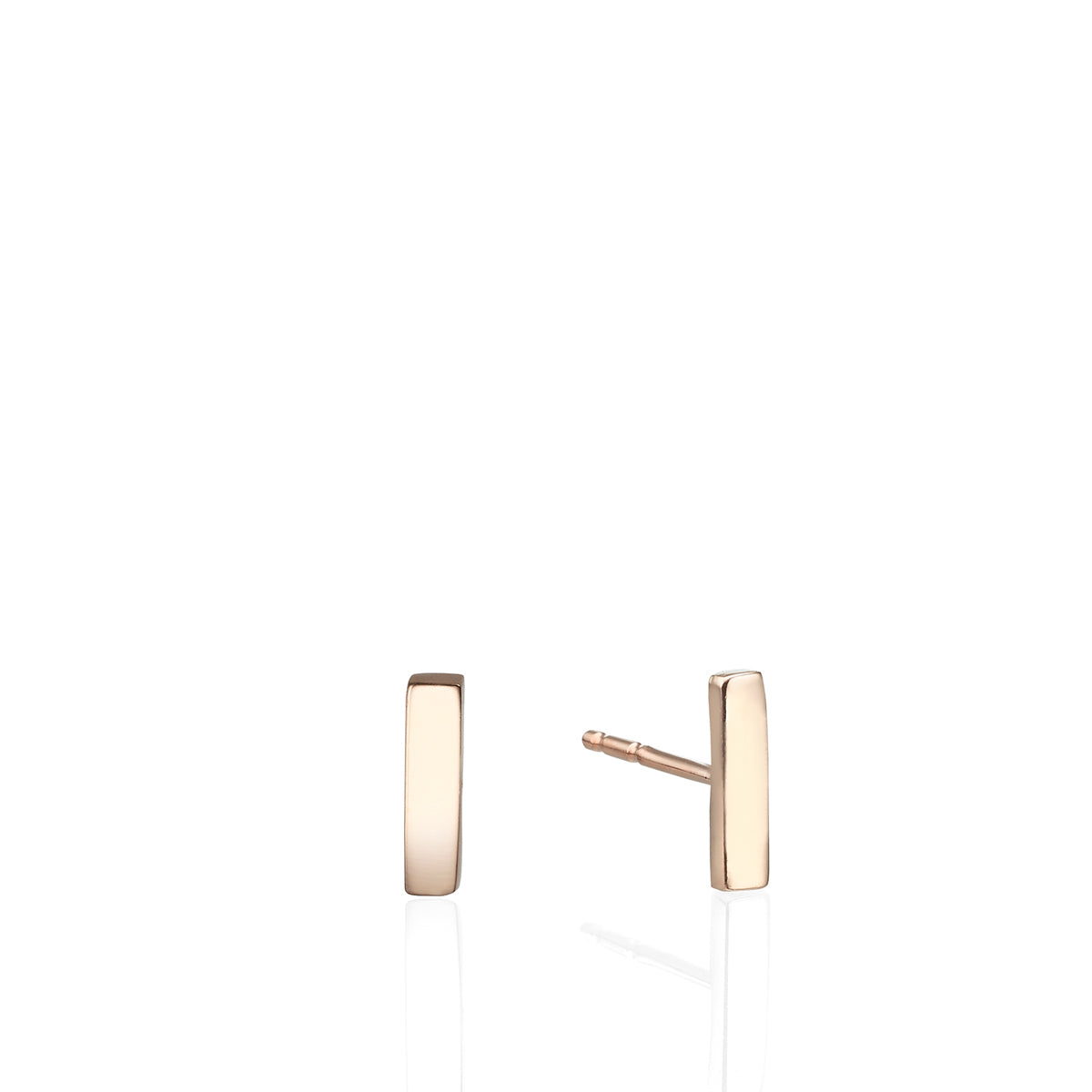 Banded, rectangle earrings in gold