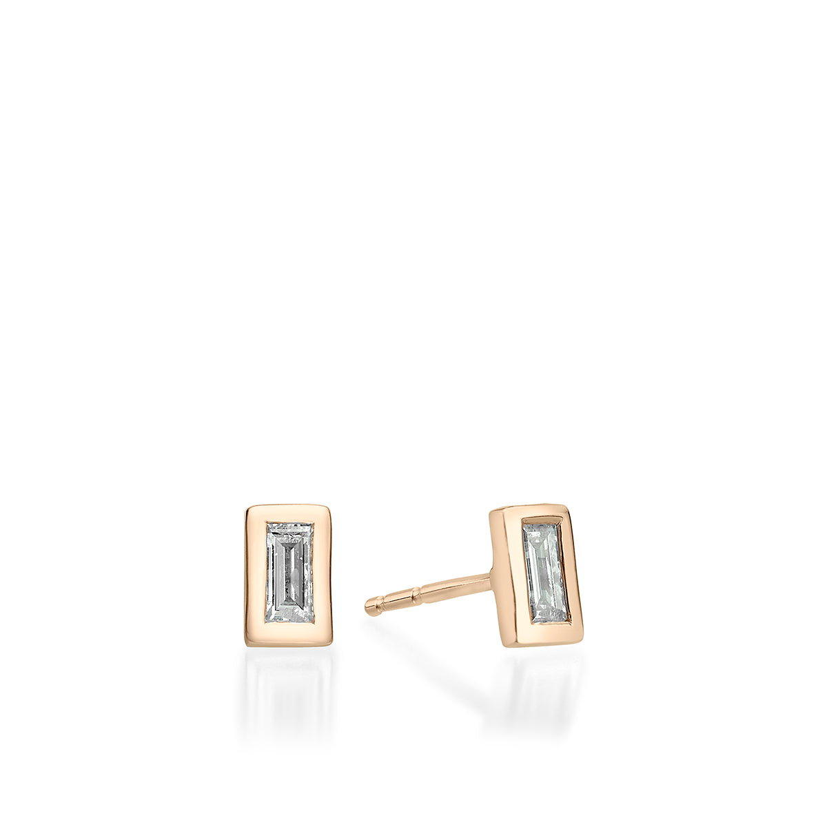 Attached diamond earrings with a frame studded with baguette-cut diamonds 0.20ct