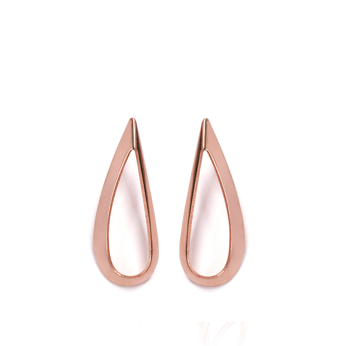 Large tight gold earrings in the shape of a drop