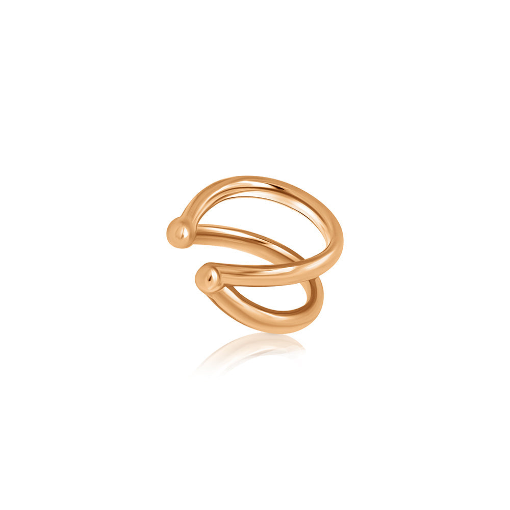 Double gold hoop earring, the helix without a hole