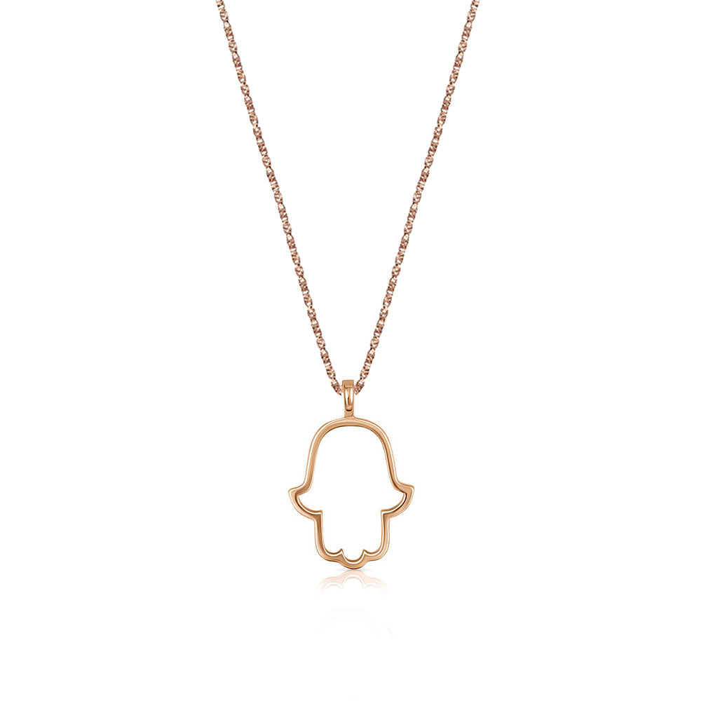 Hamsa gold necklace for women with large outline