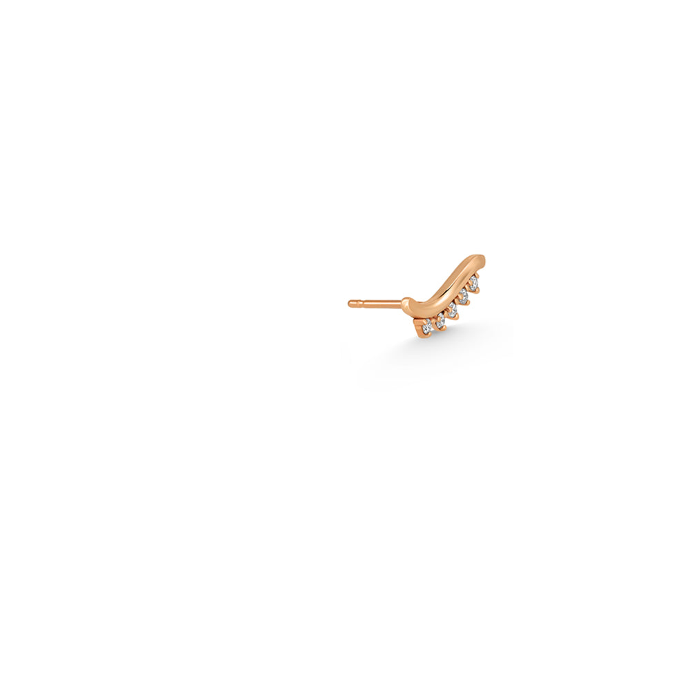 Climbing gold earring (single earring) set with 5 diamonds