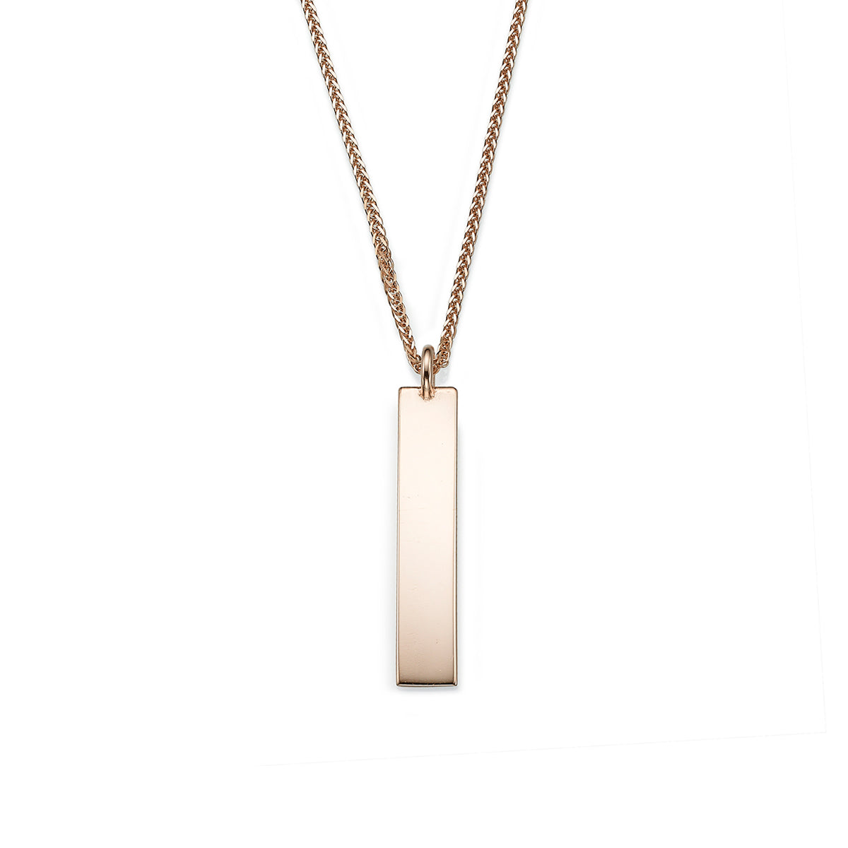 Gold bar name necklace in the shape of a rectangle